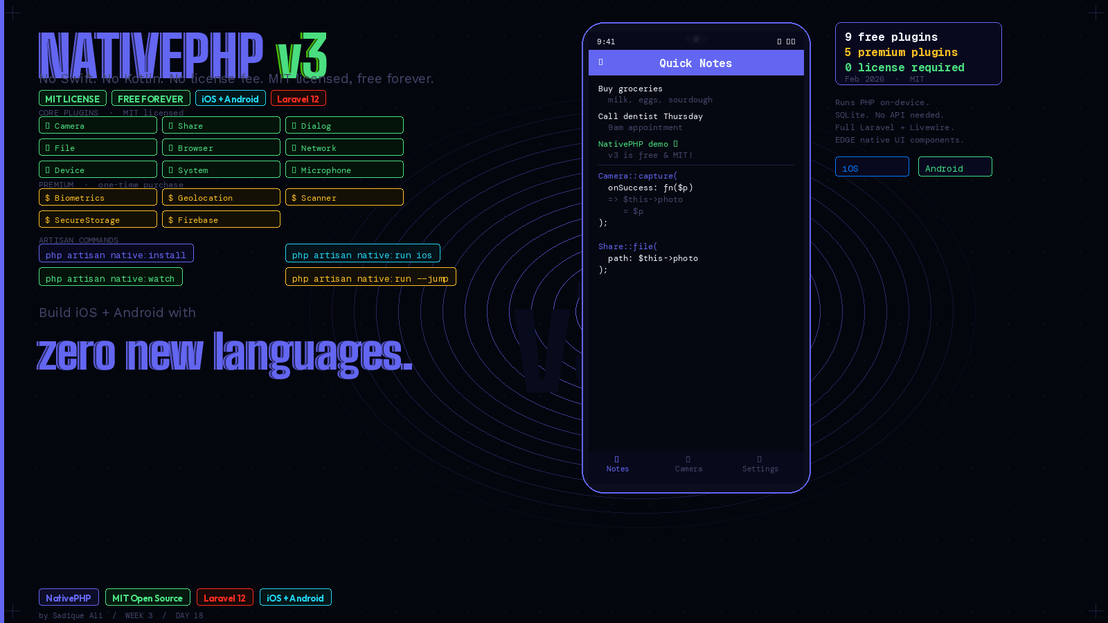NativePHP v3 Is Free, MIT Licensed, and Ready. Here’s How to Build a Native iOS App With Laravel Today.