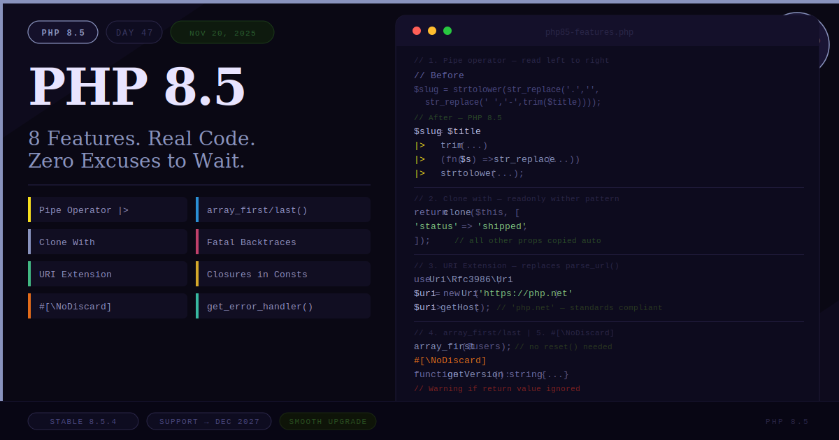 PHP 8.5: Every New Feature Explained with Real Code Examples