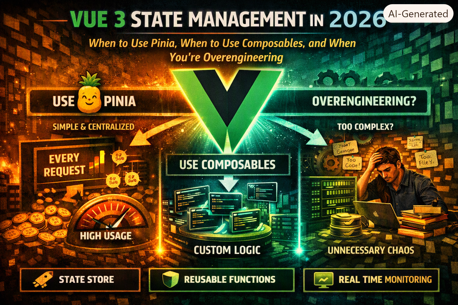 Vue 3 State Management in 2026: When to Use Pinia, When to Use Composables, and When You’re Overengineering