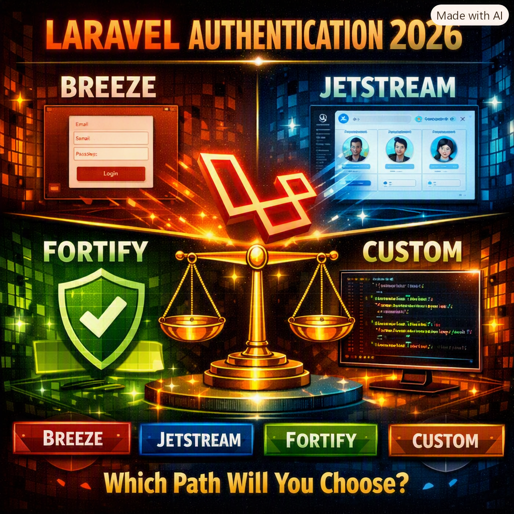 Laravel Authentication in 2026: Breeze vs Jetstream vs Fortify vs Custom — The Decision You Can’t Undo