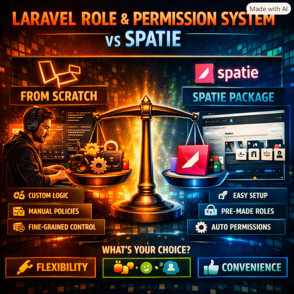 Laravel Role and Permission System From Scratch vs Spatie: I Built Both. Here’s What I’d Actually Do.