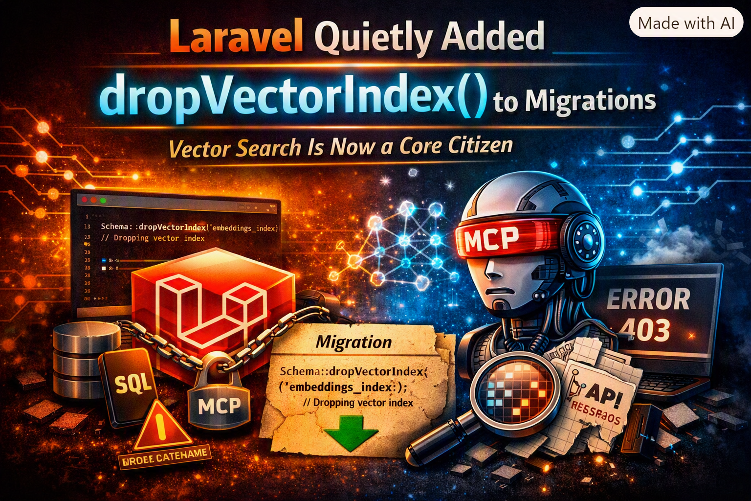 Laravel Quietly Added dropVectorIndex() to Migrations. Vector Search Is Now a Core Citizen